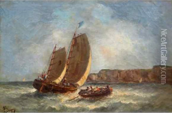 Oilier En Bord De Cote. Oil Painting - Paul Seignon