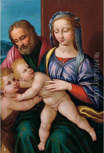 Sacra Famiglia Con San Giovannino Oil Painting - Innocenzo Da Imola