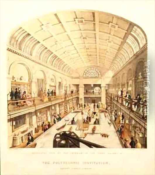 Interior view of the Great Gallery at the Polytechnic Institution Regent Street Oil Painting - Thomas Goldsworth Dutton