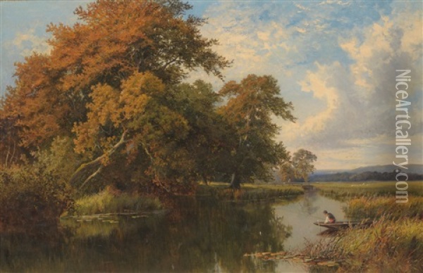 River Landscape Oil Painting - Walter Wallor Caffyn