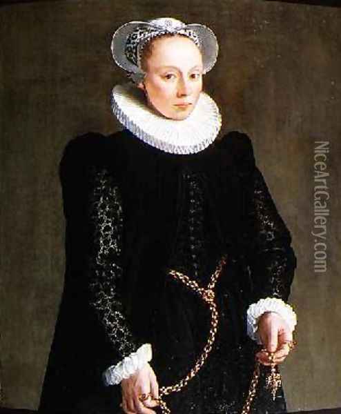 Portrait of a lady aged 24 1587 Oil Painting - Herman van der Mast