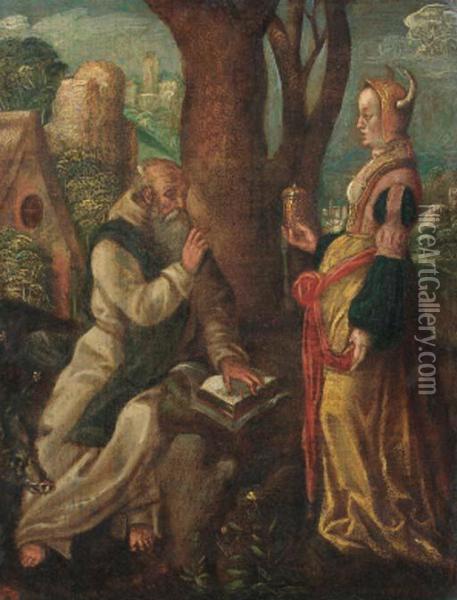 The Temptation Of Saint Anthony Oil Painting - Lucas Van Leyden