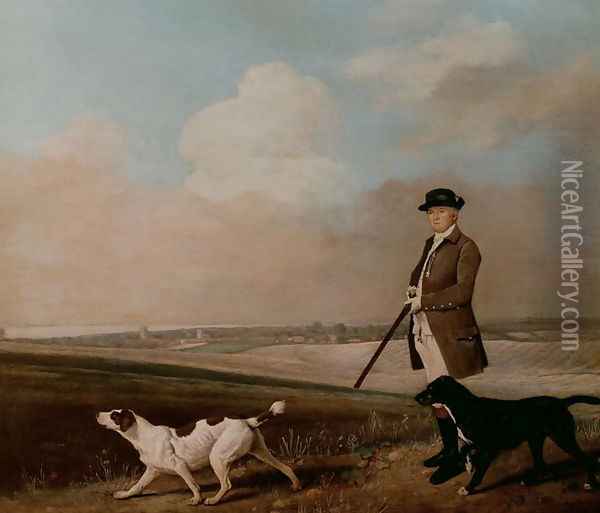 Sir John Nelthorpe, 6th Baronet out Shooting with his Dogs in Barton Field, Lincolnshire, 1776 Oil Painting - George Stubbs