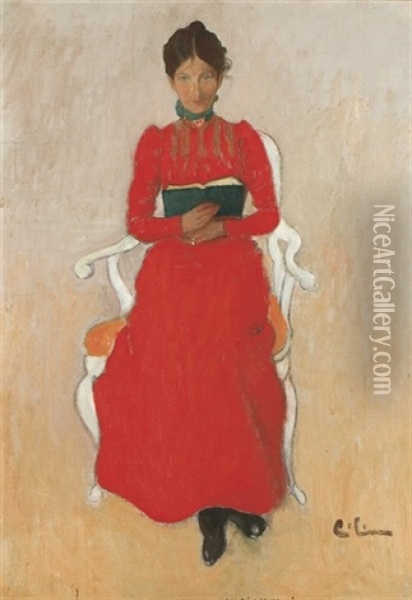 Portratt Av Dora Lamm - Portrait Of Dora Lamm Oil Painting - Carl Olof Larsson
