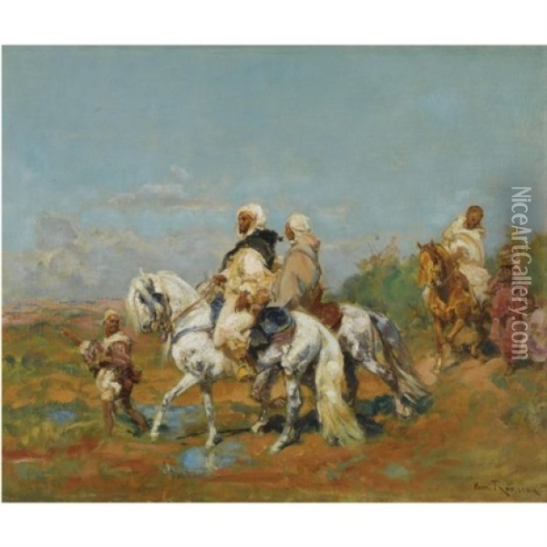 Le Caid Marocain Et Son Escorte Oil Painting - Henri Emilien Rousseau