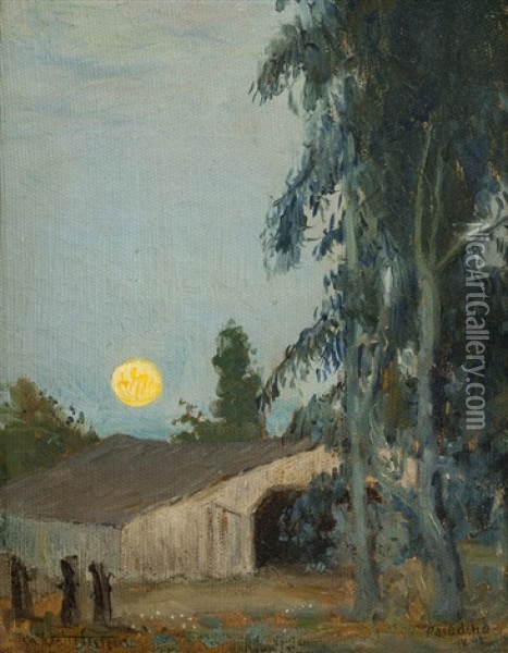 Moonlight Over Barn Oil Painting - Charles Walter Stetson