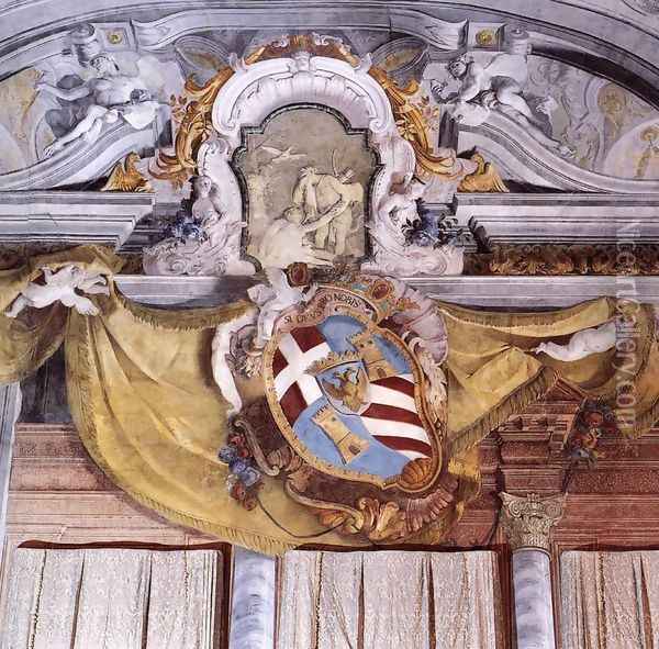 Rezzonico Coat-of-Arms 1752-56 Oil Painting - Giovanni Battista Crosato
