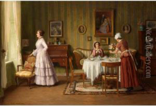 Tea Time Oil Painting - Carl Wendling