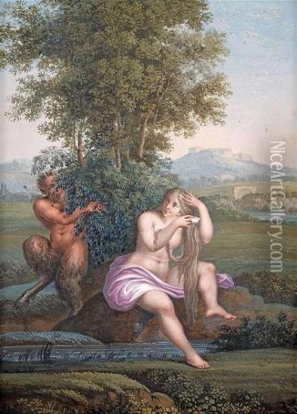 Faun And Nymph. Oil Painting - Carl Josef Alois Agricola