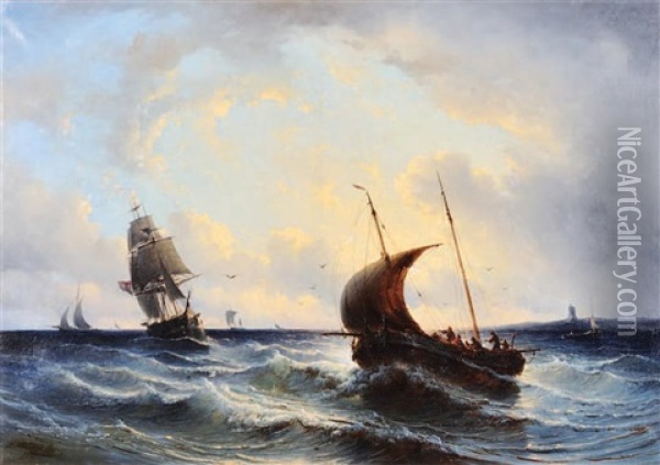 Landscape Of Sea Oil Painting - Johannes Hilverdink