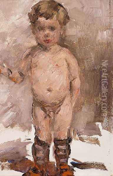 Standing naked boy Oil Painting - Lovis (Franz Heinrich Louis) Corinth
