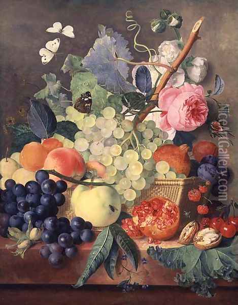 A Basket of Fruit Oil Painting - Jan Van Huysum