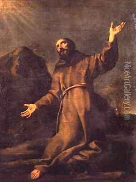 St Francis Receiving the Stigmata Oil Painting - Carlo Dolci