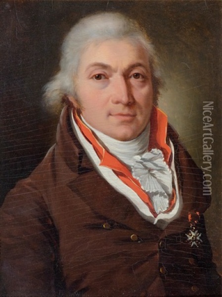 Portrait Of Monsieur Roussillon, Chevalier De Saint Louis, Seigneur De Marimbois Et Dampvitoux Oil Painting - Francois Jean (Jean Francois) Sablet