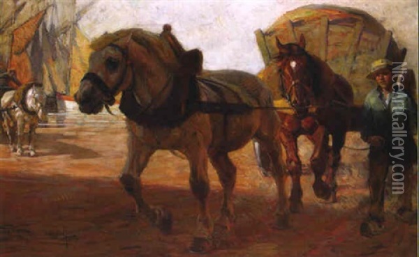 Tangwagen, Von Zwei Pferden Gezogen Oil Painting - Paul Ehrenberg