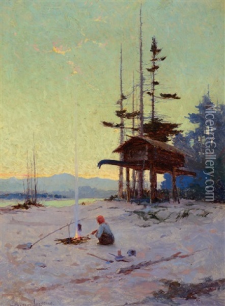 Cache, Beluga, Alaska Oil Painting - Sydney Mortimer Laurence