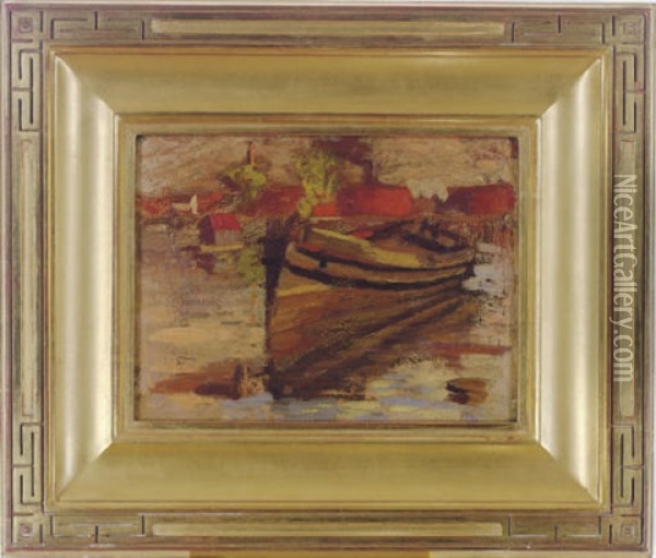 Boat (+ Landscape, Verso) Oil Painting - Thomas Anshutz
