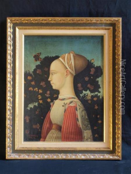 Portrait Of A Princess In The House Of Este Oil Painting - Antonio Di Puccio Pisano