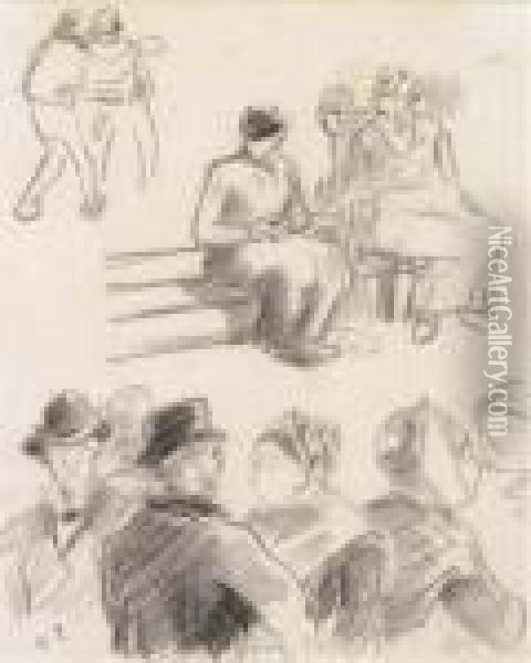Scene Au Marche Oil Painting - Camille Pissarro