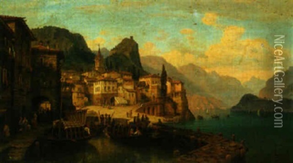 A View Of Varenna, Lake Como Oil Painting - Henry Jackel