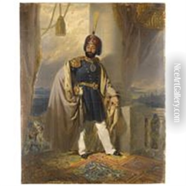 A Portrait Of The Ottoman Sultan Mahmud Ii Oil Painting - Henry Guillaume Schlesinger