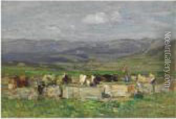 Pascolo In Montagna Oil Painting - Beppe Ciardi