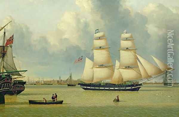 The Brig, Helen, off Hull, c.1837 Oil Painting - John Ward