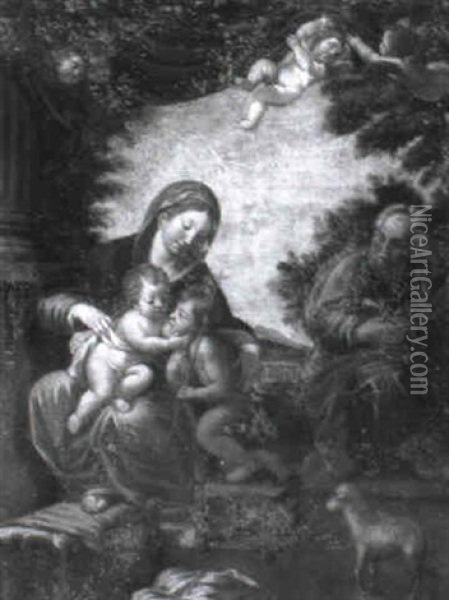The Holy Family With The Infant St. John The Baptist Oil Painting - Francesco Albani
