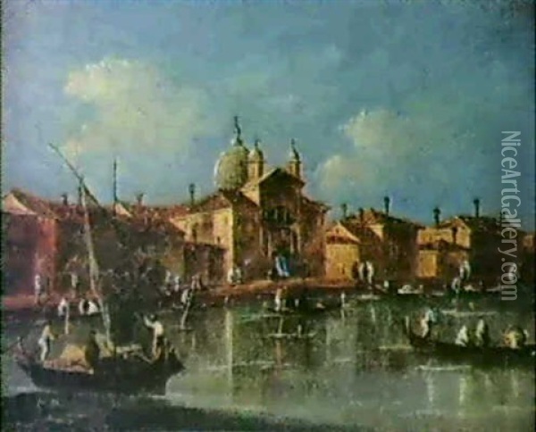 A View Of The Giudecca, Venice With The Church Of Le Zitelle Oil Painting - Giacomo Guardi