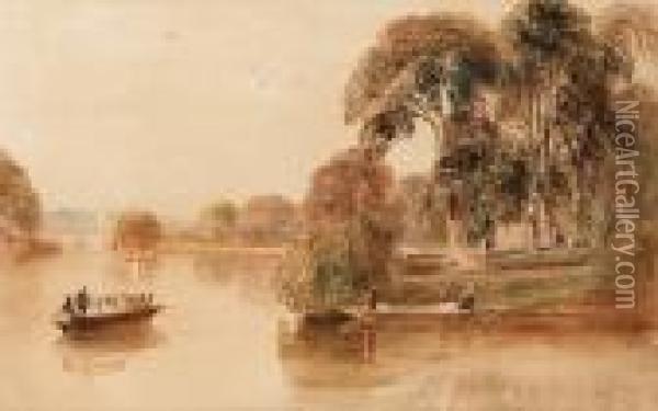 Boating On The Thames Near Richmond Oil Painting - Peter de Wint