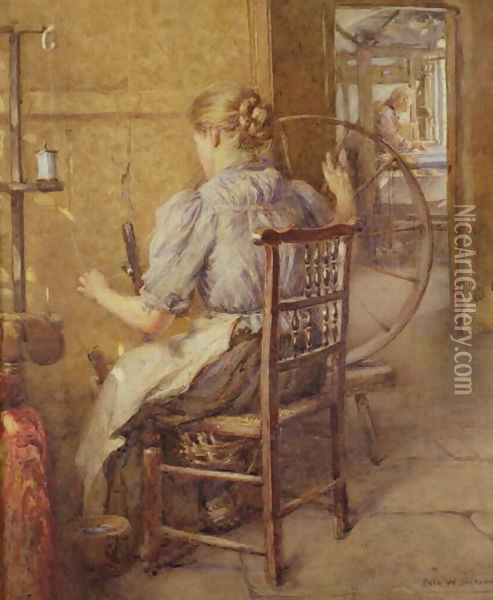 The Spinning Wheel Oil Painting - Frederick William Jackson