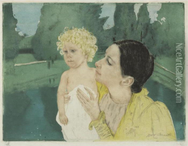 By The Pond (b. 161; M. & S. 21) Oil Painting - Mary Cassatt