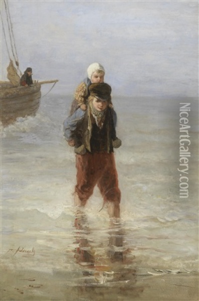 Wading Ashore Oil Painting - Jozef Israels