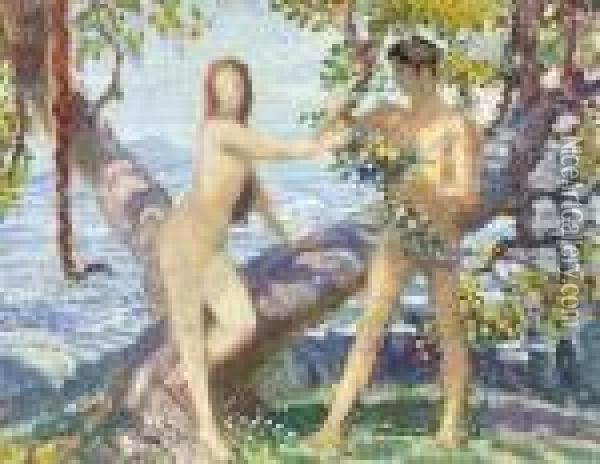 Study For Adam And Eve Oil Painting - George Spencer Watson