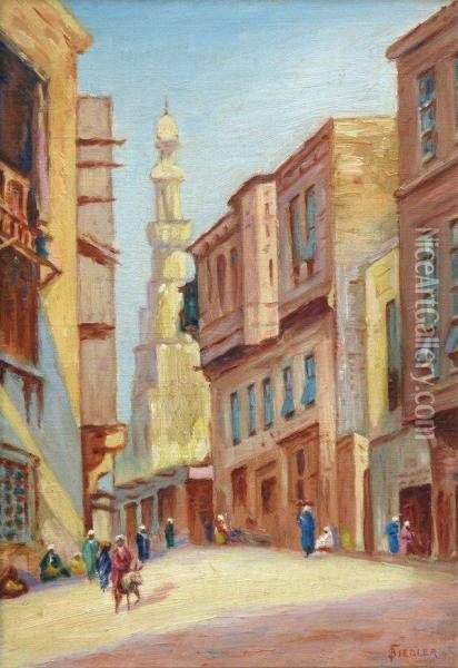 Cairo Street Scene Oil Painting - Bernard Fiedler