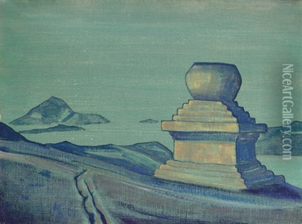 Stupa (from Himalayas) Oil Painting - Nikolai Konstantinovich Roerich