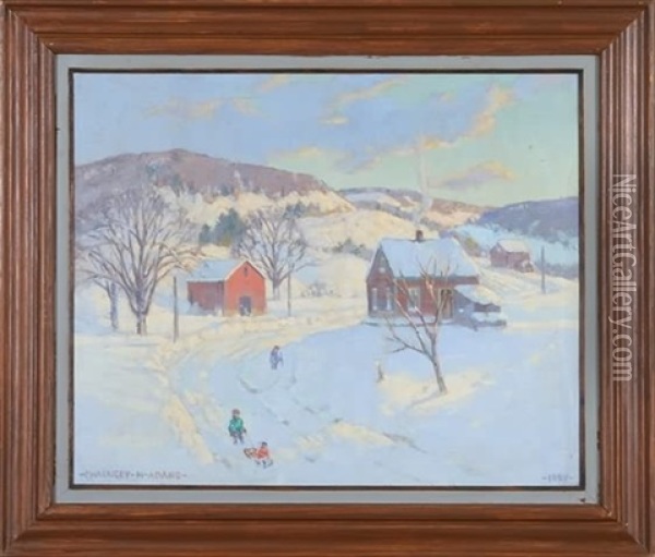 Farm Scene Oil Painting - Chauncey M. Adams