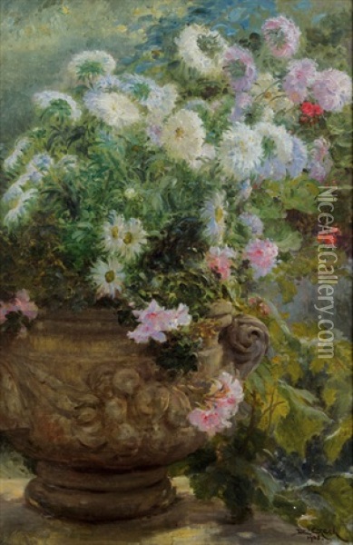 Blumen In Steinvase Oil Painting - Emil Czech