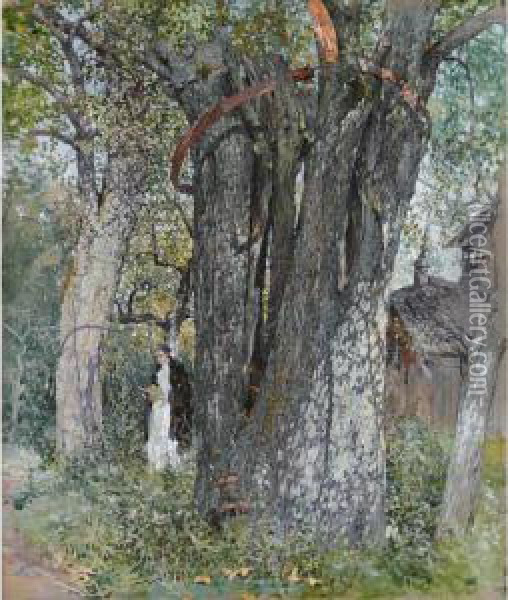 Under The Old Pear Tree Oil Painting - Mikhail Markelovich Guzhavin