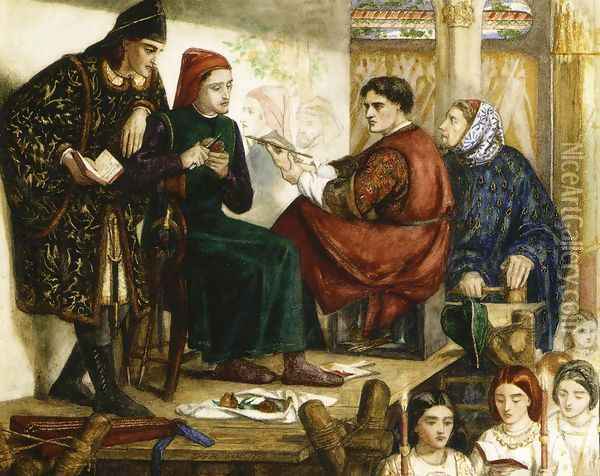 Giotto Painting the Portrait of Dante Oil Painting - Dante Gabriel Rossetti