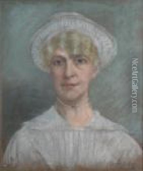 Portrait D'edith Cavell Oil Painting - Pierre Carrier-Belleuse