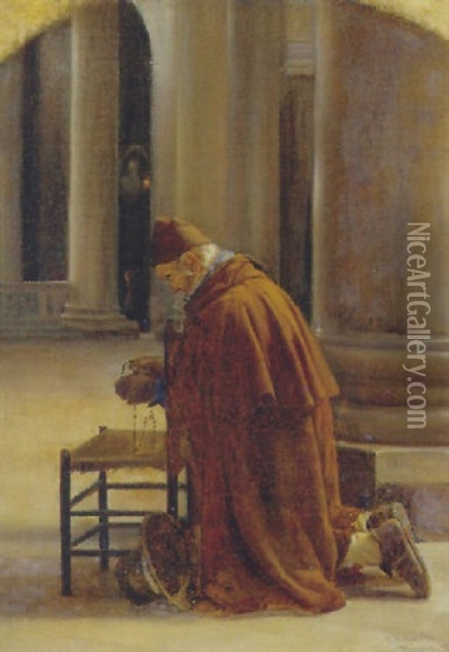 En Bedende Mand I En Kirke Oil Painting - Carl Heinrich Bloch