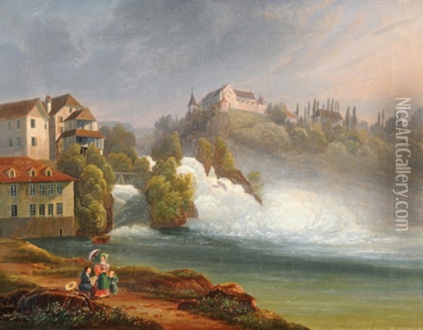 Blick Auf Den Rheinfall Oil Painting - Johann Ulrich Burri