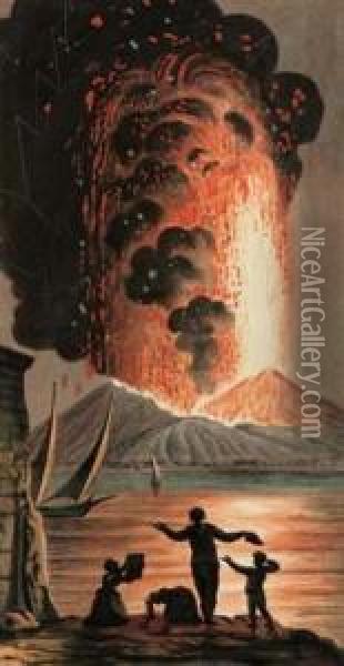 Eruzione Del Vesuvio Nella Notte Dell'8 Agosto 1779 Oil Painting - Pietro Fabris