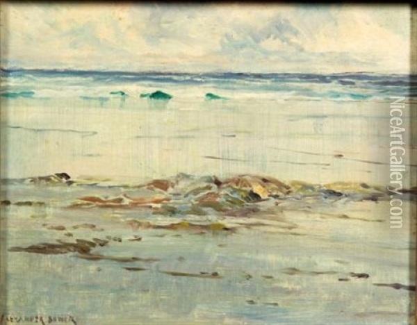 Shoreline (+ Lake View, Verso) Oil Painting - Alexander Bower