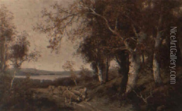 Schafe In Herbstlandschaft Oil Painting - Adolf Kaufmann