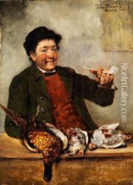 Der Geflugelhandler Oil Painting - Henrich A. Weber