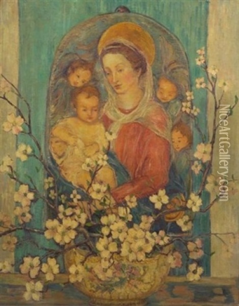 Madonna And Child Oil Painting - Dorothea M. Litzinger