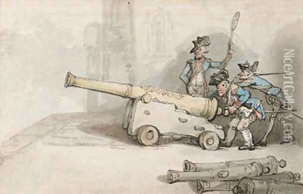The Long John, a cannon at Gosport, Hampshire Oil Painting - Thomas Rowlandson