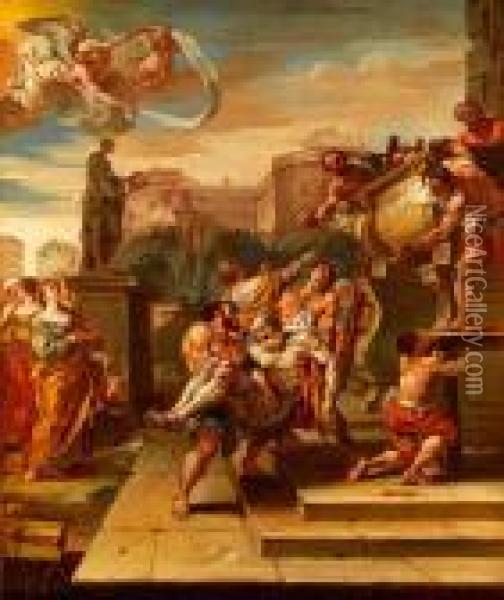 Szene Aus Der Romischen Geschichte Oil Painting - Joseph-Marie Vien